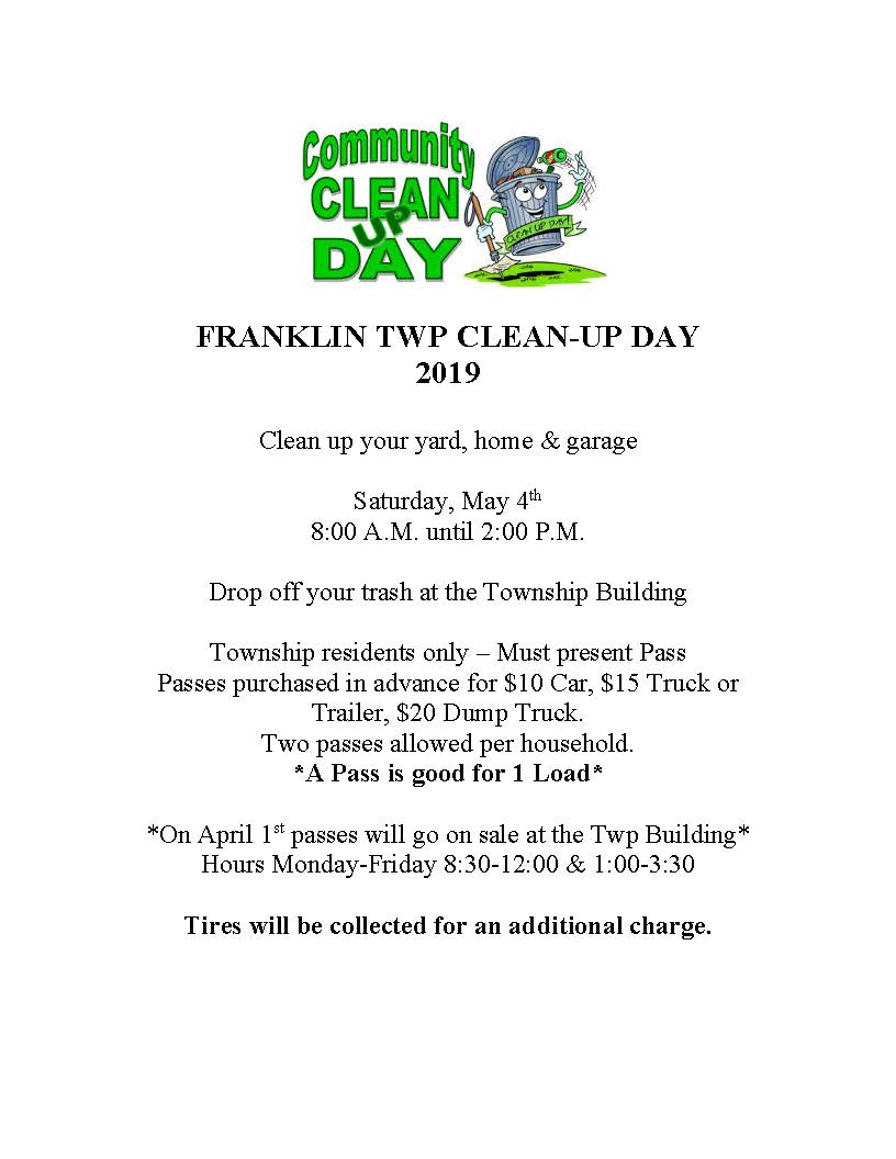 Franklin Township Clean-Up Day Announced – Ellwood City, PA news