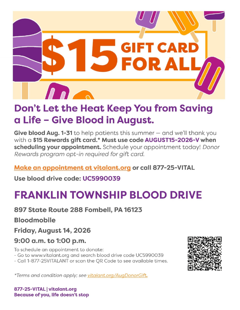 Franklin Township Blood Drive @ Franklin Township Municipal Building