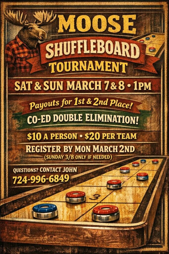 Moose Lodge Shuffleboard Tournament @ Ellwood City Moose Club